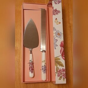 Floral Cake Server and Knife Set            Wedding Gift Set